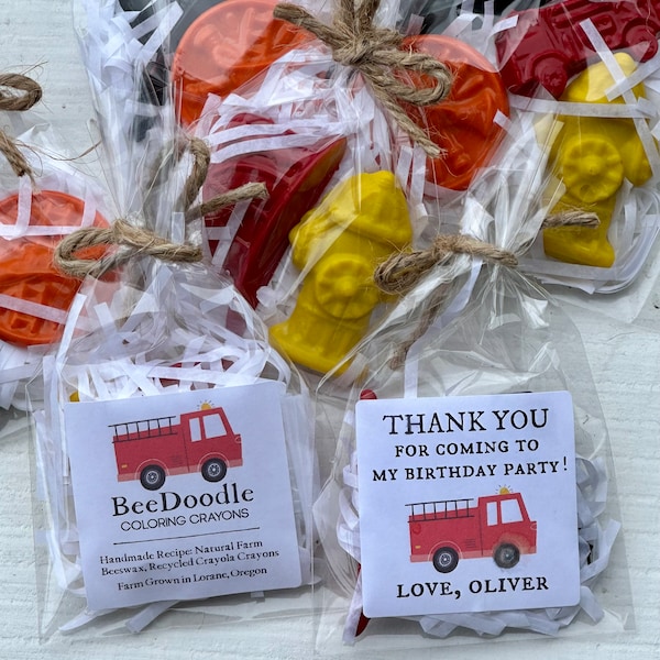 Fire Fighter Crayons - Custom Birthday Party Favors