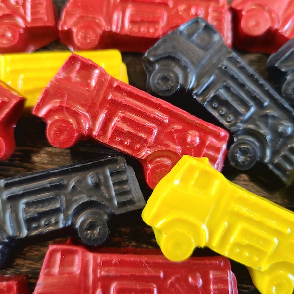 Fire Truck Crayons - Custom Birthday Party Favors  - Handmade Beeswax Coloring Crayons for Kids