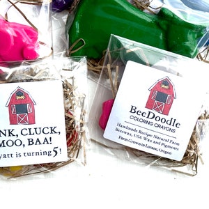 Farm Animal Crayons Party Favors: Beeswax, Recycled Crayola