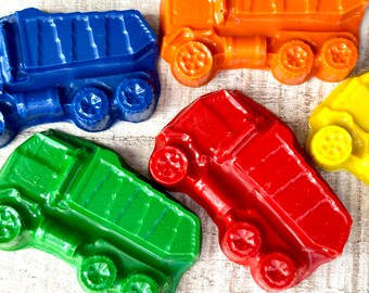Dump Truck Crayons - Made with Small Farm USA Beeswax - Ready to Gift Give for Kids  - Christmas Stocking Stuffer - Party Favors