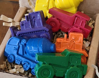 Crayones para vehículos de construcción: camión volquete, excavadora, juego de 6