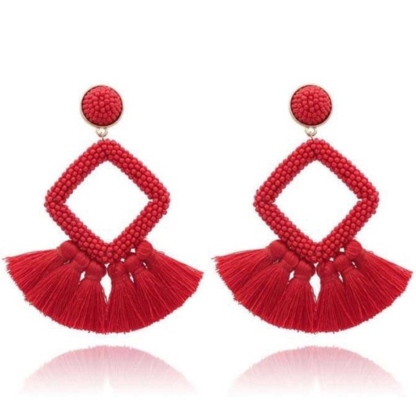 Tassel Statement Earrings Etsy