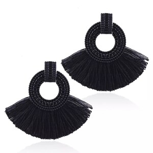 Black Bohemia Tassel Earrings