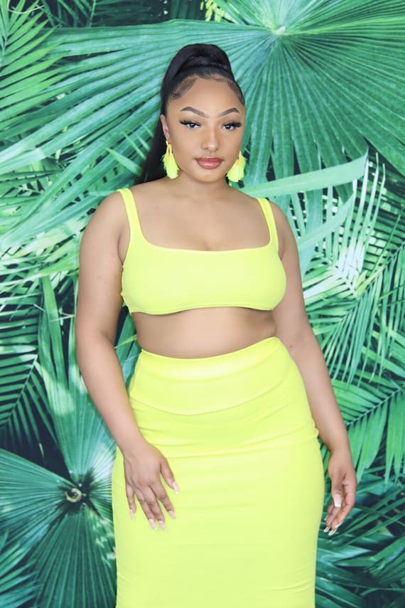 Yellow square hotsell neck crop top