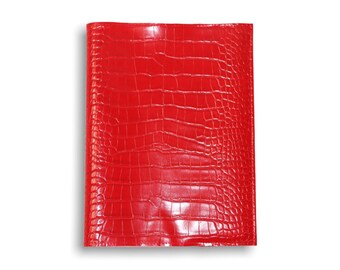 Red Crocodile Faux Leather Book Cover