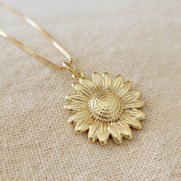 Sunflower Necklace | Gold Filled Sunflower Pendant Necklace | Non Tarnish Jewelry | Sunflower Gifts| Mothers Day Gift for Her