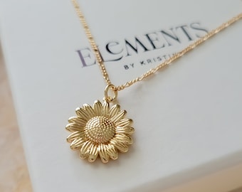 Sunflower Necklace. Gold Filled Daisy Necklace. Minimalist Sun Jewelry. Gold Flower Necklace. Unique Christmas Gift for Her. Gift for Mom