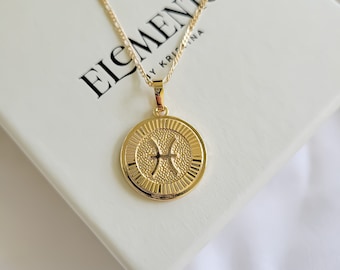 Pisces Necklace, Gold Zodiac Sign Necklace, Constellation Astrology Necklace, Horoscope Jewelry, February Birthday Gift, March Gifts