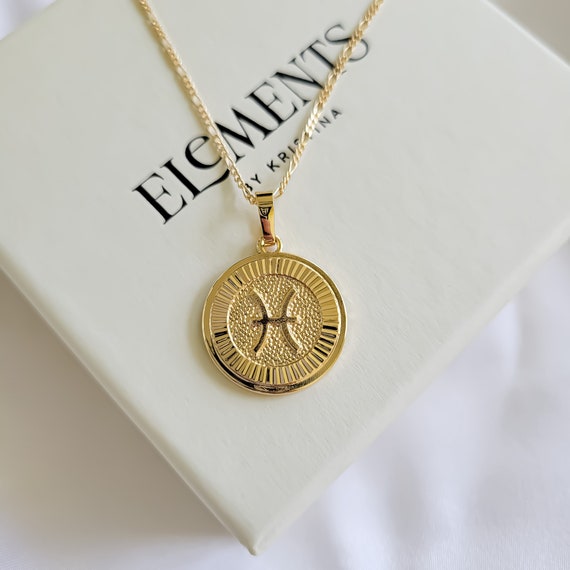 Gold Filled Pisces Necklace: Zodiac Astrology Jewelry