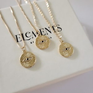 Gold Evil Eye Necklace. Dainty Gold Eye Charm Minimalist Necklace. Protection Necklace. Gold Filled Evil Eye Jewelry. Birthday Gift For Her
