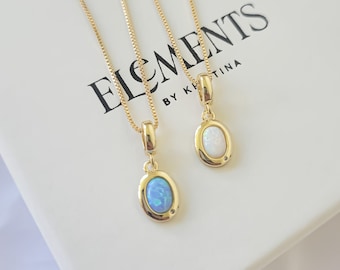 Gold Filled Opal Necklace: Dainty Minimalist Jewelry