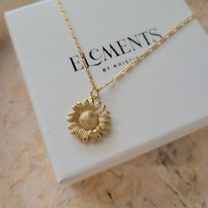 Sunflower Necklace. Gold Filled Daisy Necklace. Minimalist Sun Jewelry. Gold Flower Necklace. Unique Christmas Gift for Her. Gift for Mom image 7
