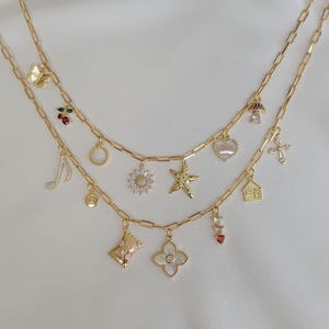 Custom Gold Charm Necklace. Build Your Own Multi Charm Necklace. Pick Your Charms Necklace. Paperclip Chain Personalized Gift For Mom
