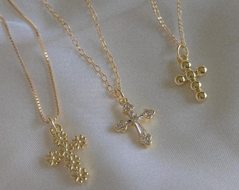 Gold Filled Small Cross Necklace, Faith Jewelry, Christian Gift, Layered Pendant, Baptism, Confirmation, Holiday Gift for Mom