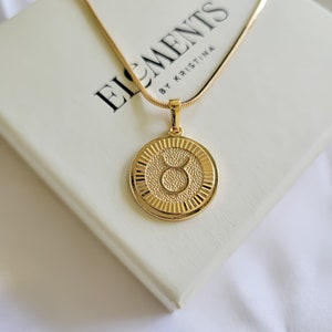 Taurus Necklace. Gold Filled Zodiac Necklace. Astrology Necklace. Horoscope Jewelry Gifts. May Birthday Gift. April Birthday Gift
