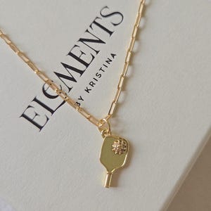 Gold Filled Pickleball Paddle Necklace: Gift for Mom