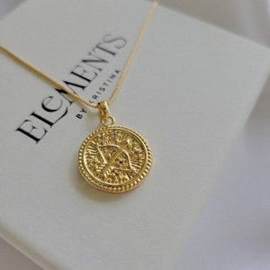 Sagittarius Zodiac Necklace. Gold Filled Sagittarius Necklace. Gold Coin Astrology Jewelry. Horoscope Gifts. November Gift. December Gift
