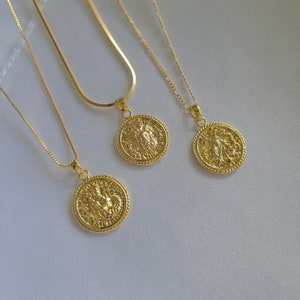 Leo Zodiac Necklace. Gold Filled Leo Necklace. Gold Coin Astrology Jewelry. Horoscope Gifts. July Birthday Gift. August Birth Month Gift image 2