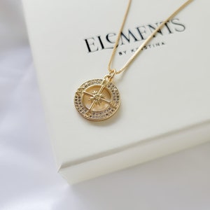 Compass Necklace. Graduation Gift. Travelers Necklace. North Star Necklace. Gold Filled Jewelry. Coordinate Necklace. Gift For Her
