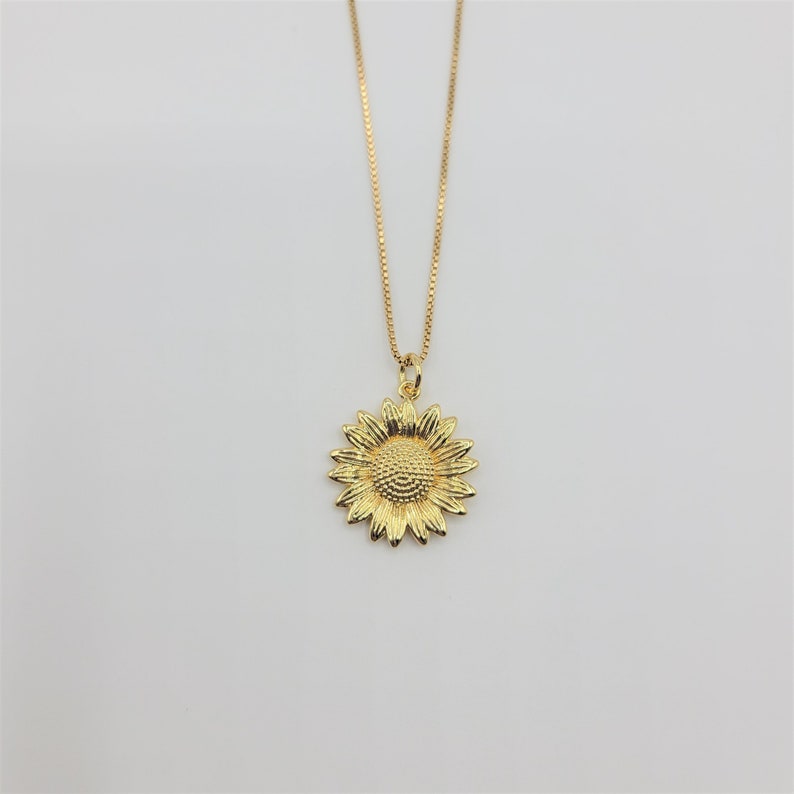 Sunflower Necklace. Gold Filled Daisy Necklace. Minimalist Sun Jewelry. Gold Flower Necklace. Unique Christmas Gift for Her. Gift for Mom image 5