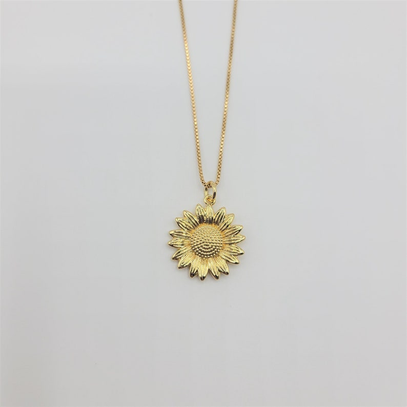 Sunflower Necklace Gold Filled Sunflower Pendant Necklace Etsy