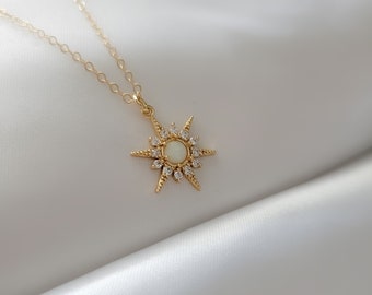 Opal Star Necklace. Dainty Opal Charm Everyday Gemstone Necklace. Minimalist Jewelry. Unique Gift for Her. Christmas Gift For Mom