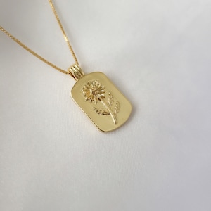 Sunflower Necklace. Gold Filled Sun Flower Pendant Necklace. Minimalist Daisy Charm Jewelry. Non Tarnish Gold. Birthday Gift for Her