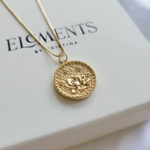 Lotus Necklace, Gold Filled Lotus Flower Pendant, Protection Jewelry, Meditation Necklace, Yoga necklace, Encouragement Gift, Yogi Gift