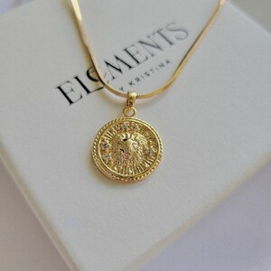 Leo Zodiac Necklace. Gold Filled Leo Necklace. Gold Coin Astrology Jewelry. Horoscope Gifts. July Birthday Gift. August Birth Month Gift image 5