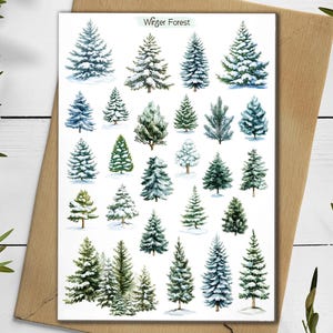 Winter Forest Tree Stickers: Christmas Planner Stickers 16