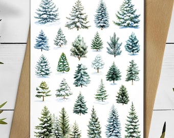 Winter Forest Tree Stickers: Christmas Planner Stickers 16