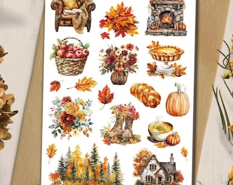Autumn Sticker. Fall Stickers. Cozy Autumn Stickers. Fall Cottage core stickers. Bullet Journal. Amber Sticker.