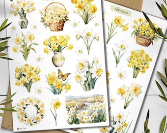 Daffodils Stickers: Yellow Flower Planner Stickers
