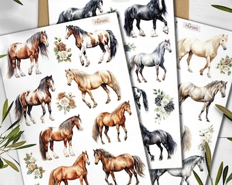 Pegatinas de caballos: Pegatinas de animales de granja para planificadores y álbumes de recortes.