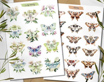 Luna Moth Sticker Sheet: Rainbow Insect Decals for Journaling