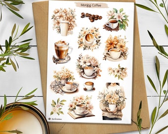 Adesivi per il caffè: adesivi floreali per la lettura per i planner