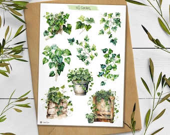 Ivy  Garden Stickers. Green Ivy Sticker Pack. Plant Holiday Stickers. Bullet Journal, Ivy Sticker Sheet. Watercolor Poison Ivy Sticker.