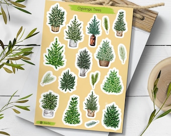 Watercolor Christmas Tree Stickers: Winter Planner Stickers