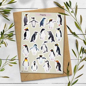 Pegatinas de pingüinos. Pegatinas de acuarela de animales del Ártico. Pegatinas de pingüinos. Pegatinas náuticas. Bullet Journal, pegatinas marinas.