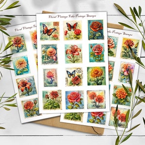 Floral Stamp Stickers: Vintage Style Decorative Stickers