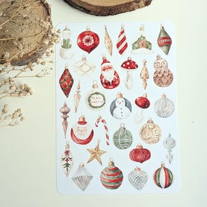 Decoraciones navideñas. Pegatinas de adornos navideños. Pegatinas para álbumes de recortes de Navidad. imagen 8