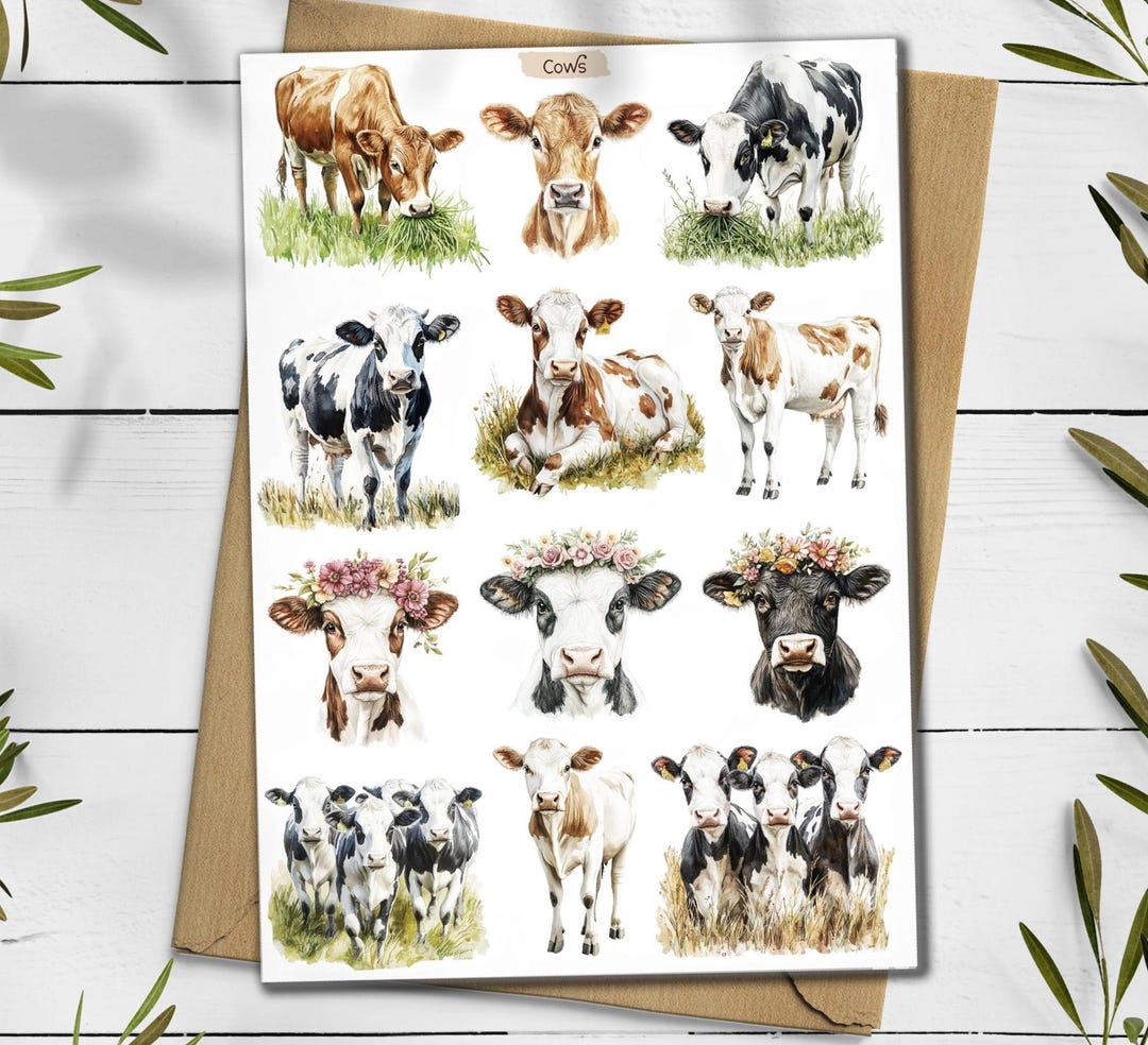 Cows Stickers. Farm Cattle Stickers. Farm Animals Stickers. Bullet ...