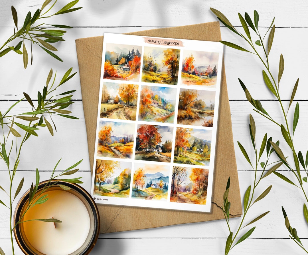 Autumn Landscape Sticker. Fall Landscape Sticker. Autumn Stickers. Fall ...