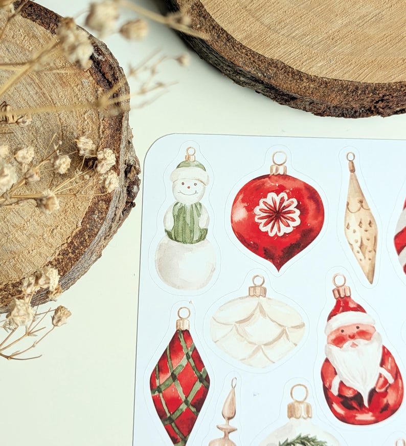 Decoraciones navideñas. Pegatinas de adornos navideños. Pegatinas para álbumes de recortes de Navidad. imagen 9