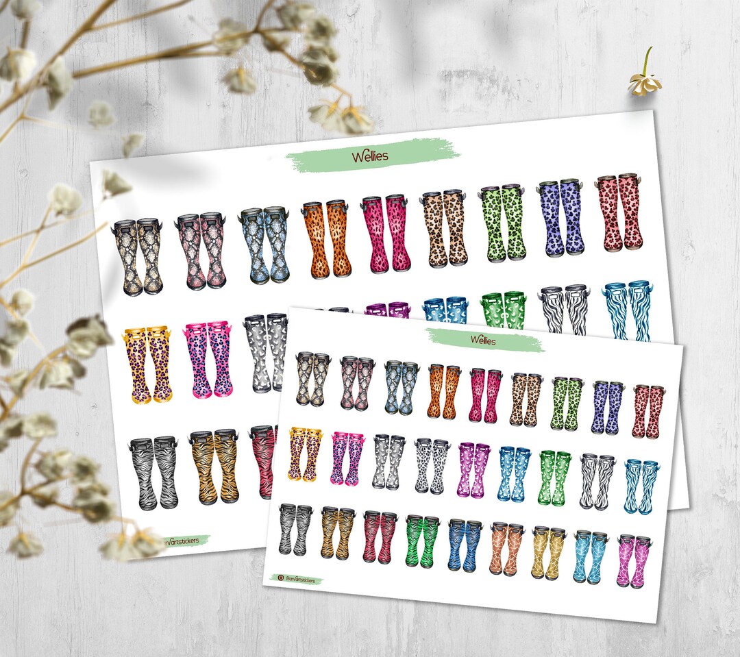 Wellington Boots Stickers. Wellington Boot Planner Sticker Etsy
