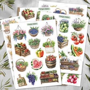 Farmers Market stickers. Vegetable & Fruit Stickers. Veggie Planner, Journal, Scrapbooking Stickers. Food market Stickers. Bundle