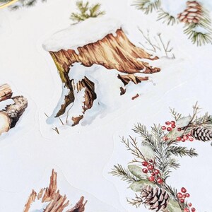Winter Forest Stickers. Woodland Forest, Winter forest Planner Stickers. Winter Landscape Scrapbooking image 8