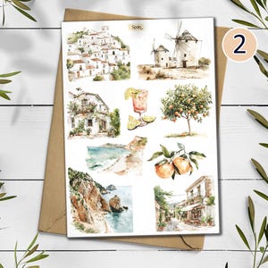 Spain Travel Stickers: Mediterranean Holiday, Scrapbook Planner Design 2
