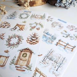 Winter Forest Stickers. Woodland Forest, Winter forest Planner Stickers. Winter Landscape Scrapbooking image 9