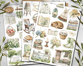 Cottagecore Stickers: Rustic Farm Scrapbook Stickers